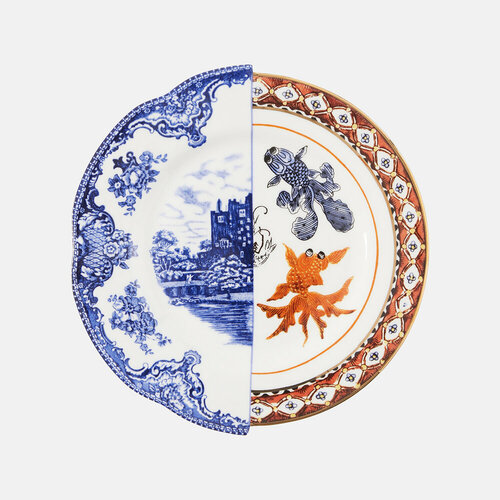 Тарелка Seletti Hybrid Isaura, фарфор, 09721, Италия белый, синий, оранжевый