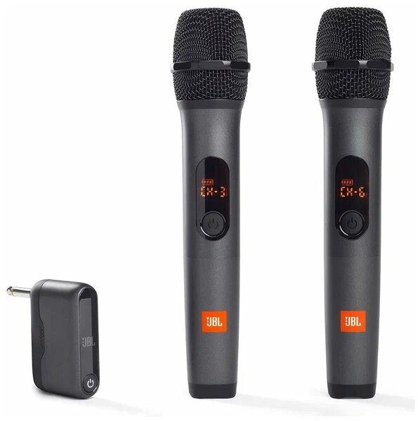 Bluetooth-микрофон JBL Wireless Microphone Set, разъем: jack 6.3 mm, черный, 2 шт