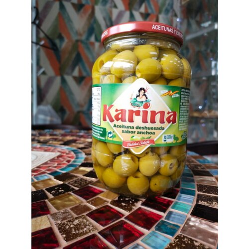 Оливки зеленые без косточки Karina, 815г стеклянная банка