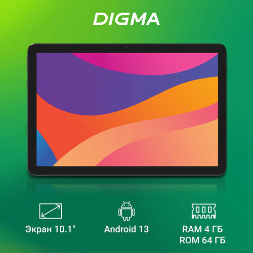 Планшет Digma Optima 1413D 4G 101 4GB 64GB 3G LTE Android 13 черный ts1293pl 1244600₽