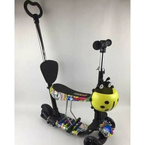 Самокат-трансформер для малышей Scooter 5в1 со светящимися колесами принт (желтый)