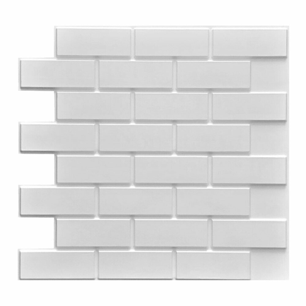 фото Панель ПВХ 600х600х6 мм eclectica офсет Grace белый кирпич 0,36 кв. м