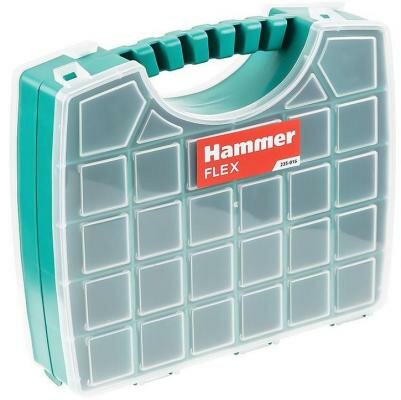 Органайзер Hammer Flex 235-016, 33x28.5x8.5 см, прозрачный/зеленый