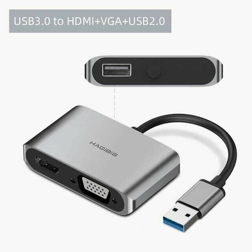 Адаптер USB 3.0 для HDMI + VGA + USB 2.0