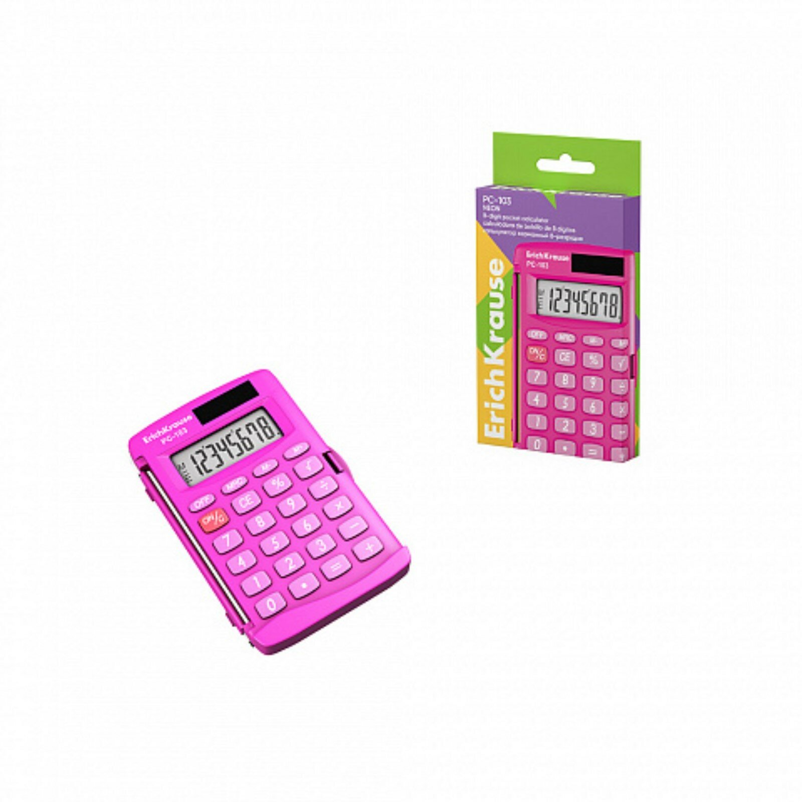 Калькулятор карманный 8-разрядов PC-103 Neon розовый (в коробке по 1 шт.)