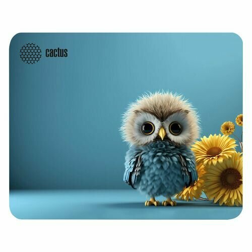 Коврик для мыши Cactus Owl blue ткань, 220х180х2мм [cs-mp-p07xs] голубой, размер 220х180х2 мм