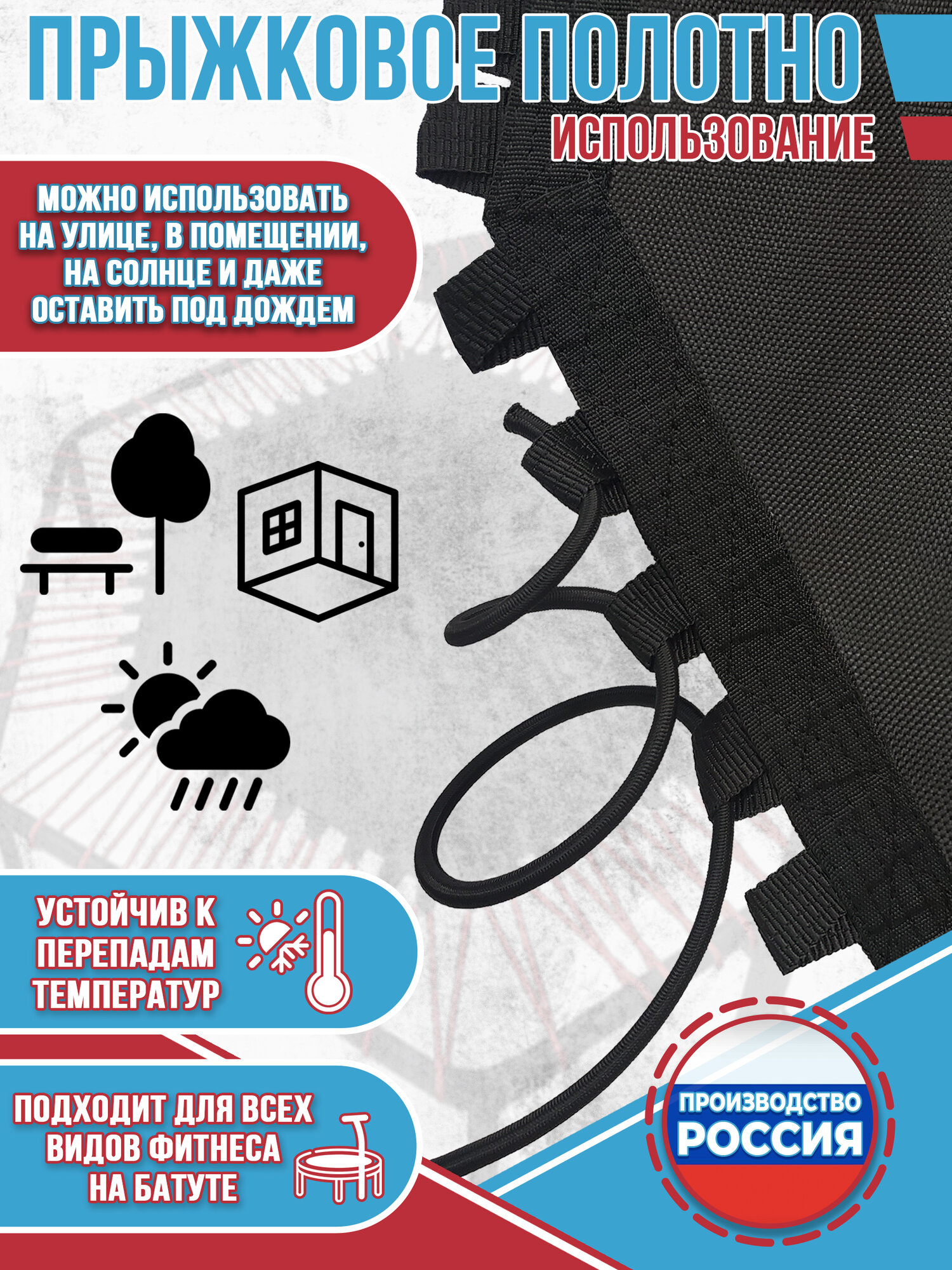 Восьмиугольное прыжковое полотно для фитнес-батута. — фото 1