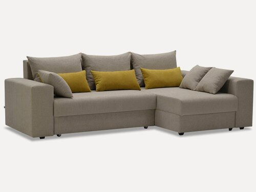 Изображение товара Угловой диван-кровать Майами, размер: 250х157х85 см, спальное место:200х140см, правый угол, шеннил бежевый