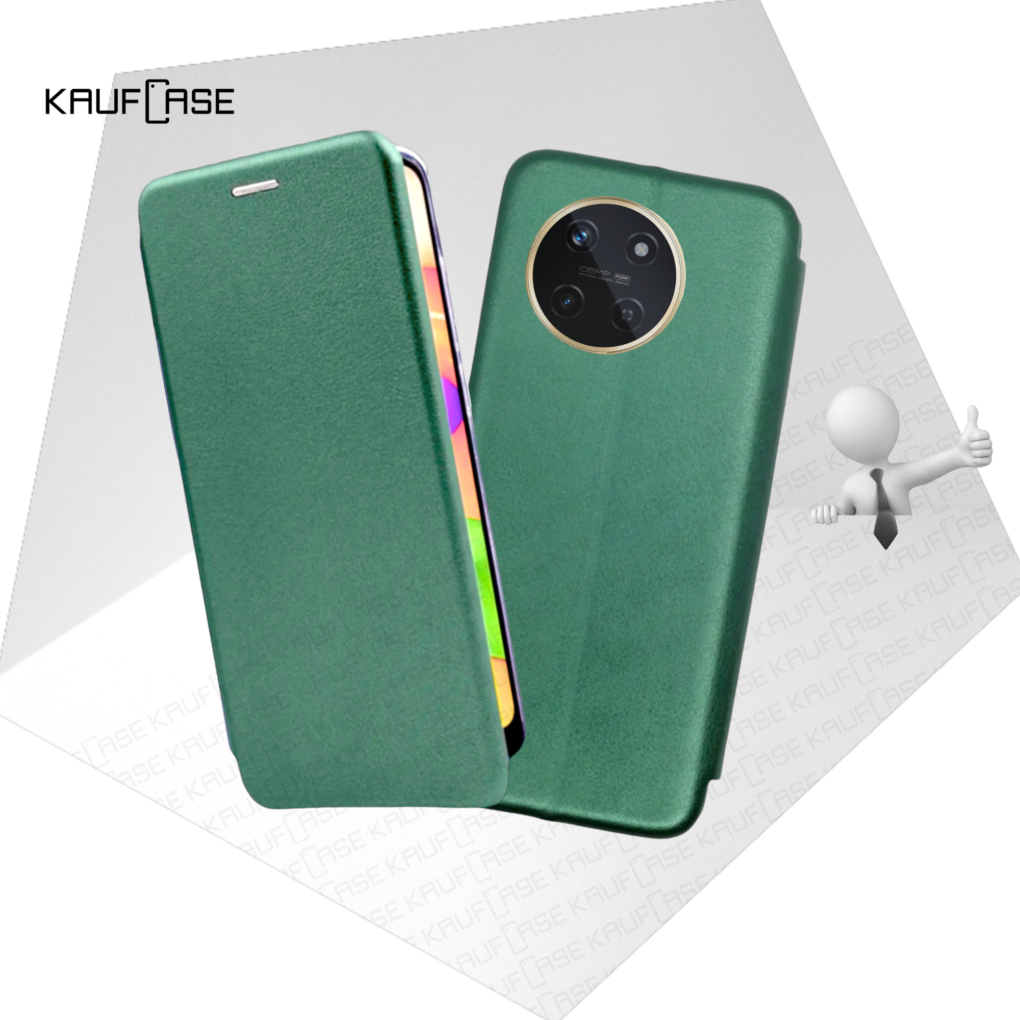 Чехол книжка для телефона Realme 11 4G (RMX3636) (6.4"), темно-зеленый. Текстура под кожу