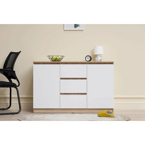 Комод Челси 1200 2 двери 3 ящика Белый глянец холодный дуб сонома 8728₽