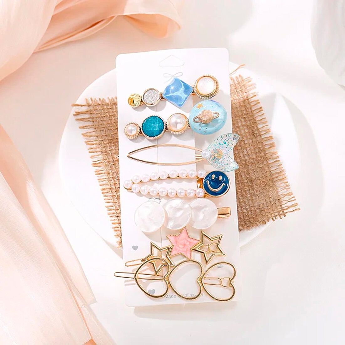 "Космос и звезды" набор заколок для волос, 7 штук, длина 6 см