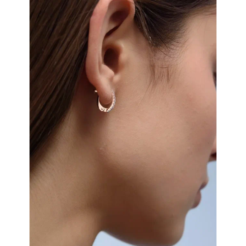 Серьги Zlato, красное золото, 585 проба, родирование, фианит, размер 2 мм, длина 1.5 см, , золотой