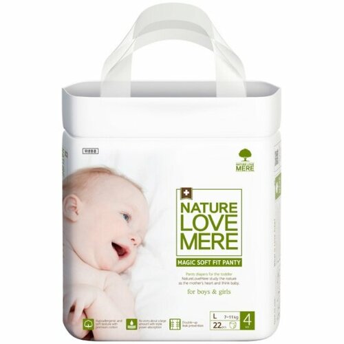 Подгузники-трусики Nature Love Mere супер мягкие Magic Soft L 7-11 кг 22 шт 1905₽