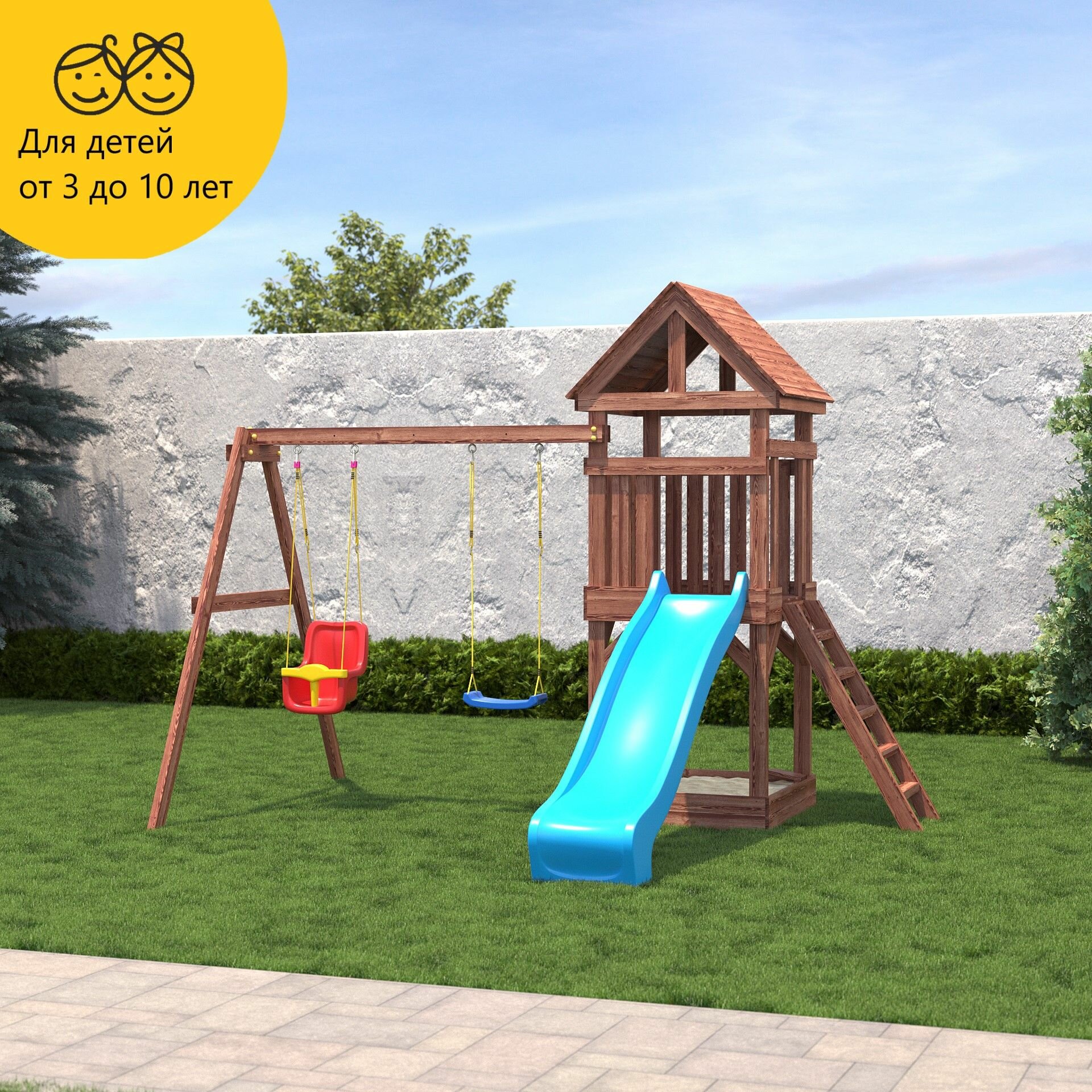 CustWood Scout SC2 Детская деревянная игровая площадка для улицы дачи с деревянной крышей