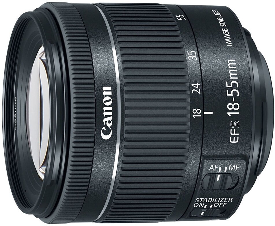 Объектив Canon EF-S 18-55mm f/4-5.6 IS STM, черный — фото 1