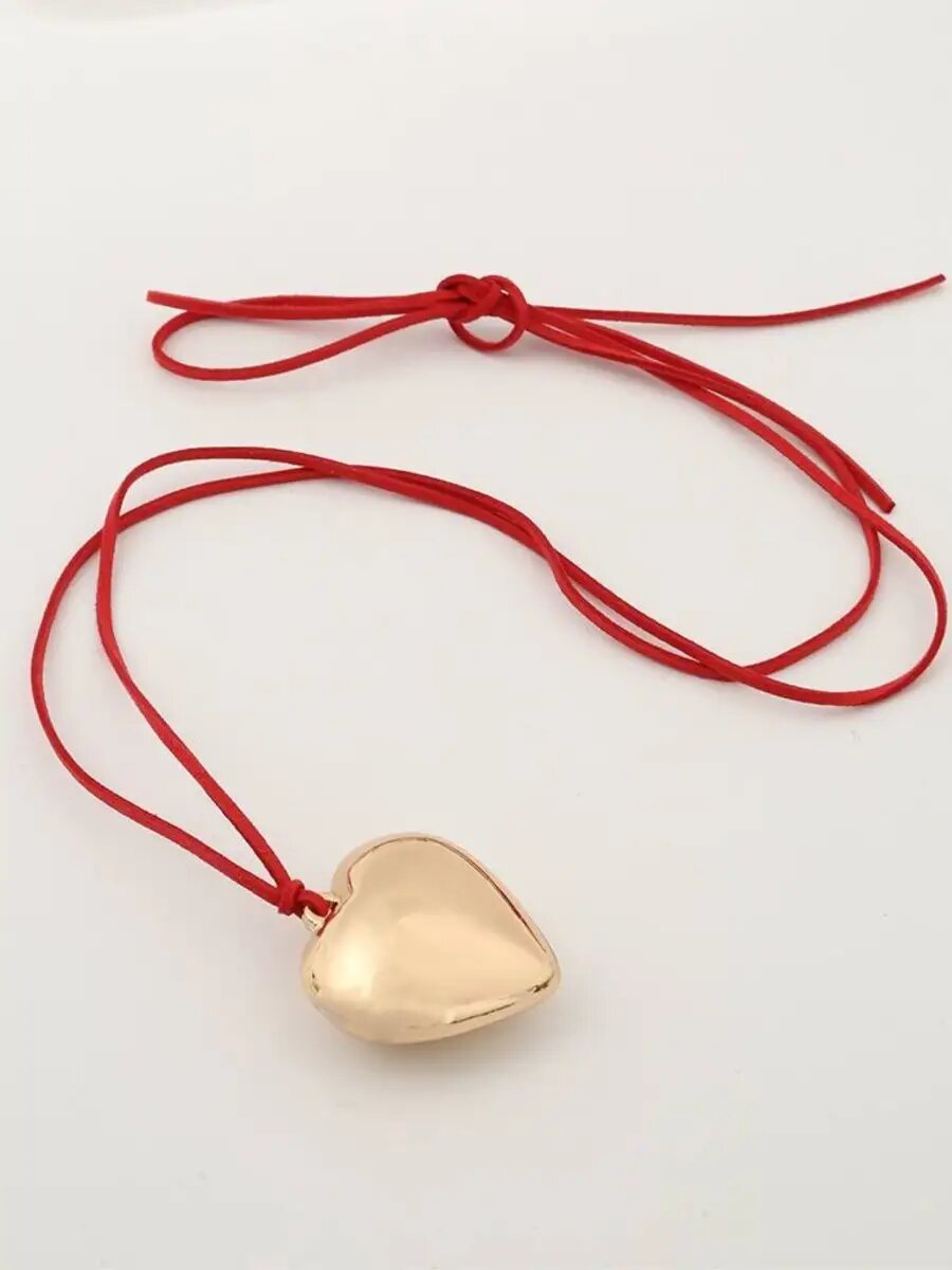 Чокер, длина 100 см, красный/золотистый — фото 1