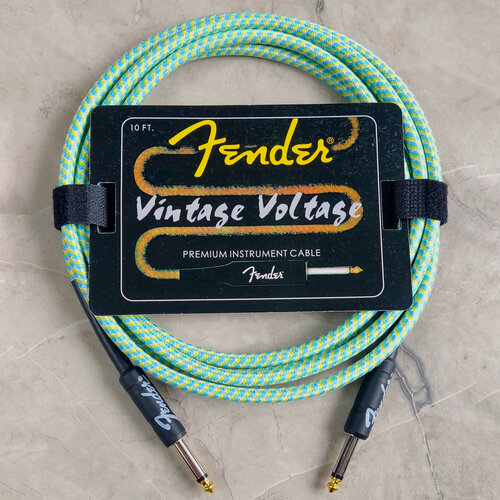 Изображение товара Премиум гитарный кабель 3 метра 6.3 jack Fender Vintage Voltage, бирюзовый, шнур для для электрогитары, электроакустической, провод для комбика.