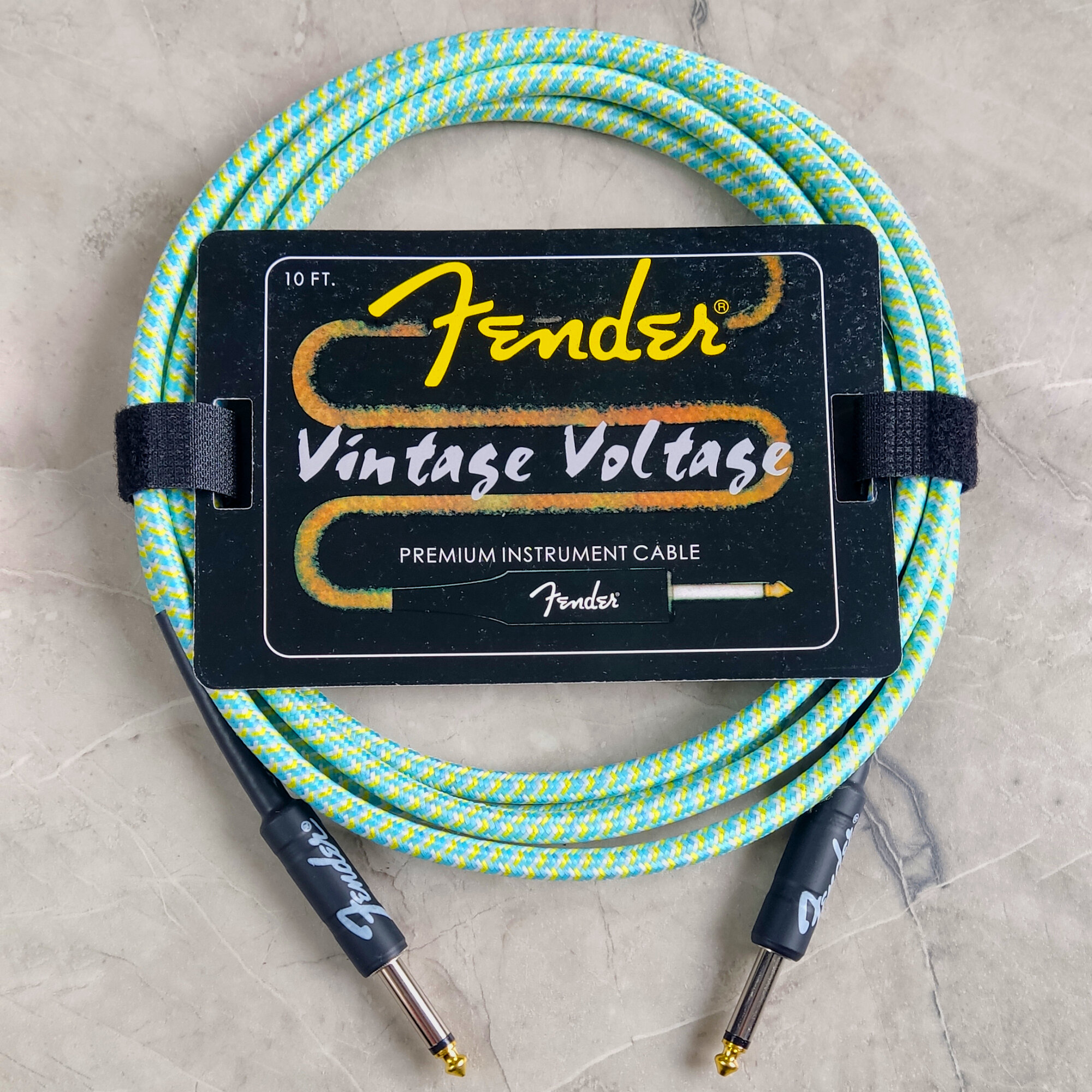Премиум гитарный кабель 3 метра 6.3 jack Fender Vintage Voltage, бирюзовый, шнур для для электрогитары, электроакустической, провод для комбика.