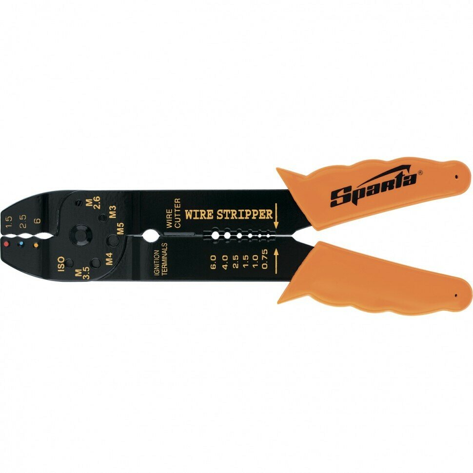 Щипцы 210 мм SPARTA для зачистки электропроводов и обжима контактных клемм15–65 мм 177505