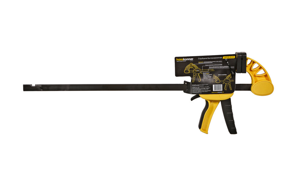 Изображение Струбцина быстрозажимная, 450мм, 180-200кгс, сжим-разжим, hanskonner