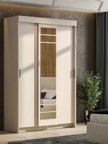 Изображение товара ARNIKA Шкаф-купе для одежды с зеркалом Томи, 50х130,1х201,6 см, ясень анкор светлый