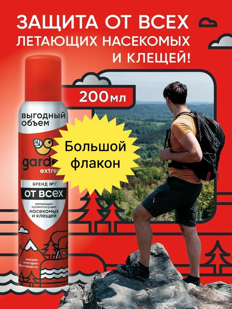 Спрей от клещей от комаров от мошек средство защиты Gardex Extreme 200 мл