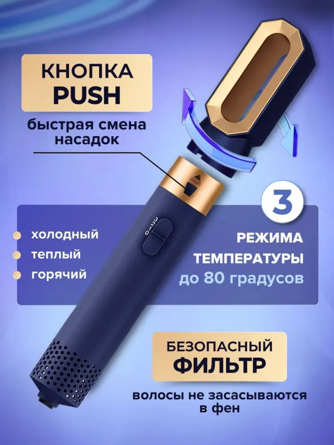 Фен Dyson 5 в 1 для всех типов волос, мультистайлер, плойка, выпрямитель, насадки для завивки и объема, синий — фото 1
