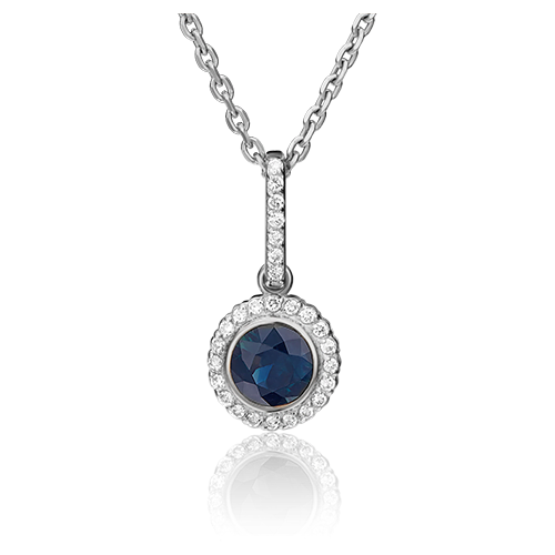 фото Platina jewelry подвеска из белого золота с сапфиром и бриллиантом 03-0410-00-105-1120-30