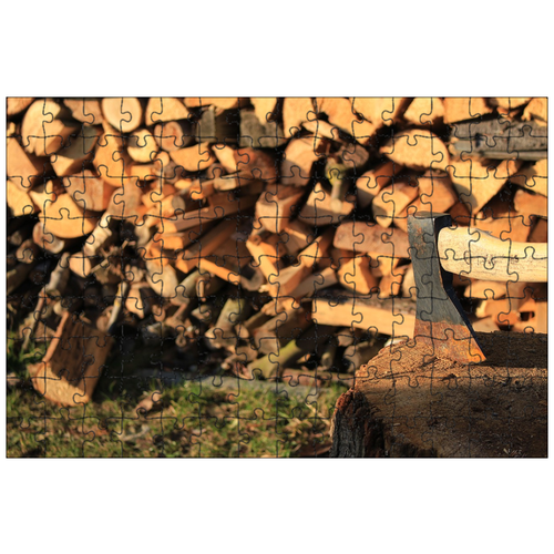фото Магнитный пазл 27x18см."дрова, древесина, топор" на холодильник lotsprints