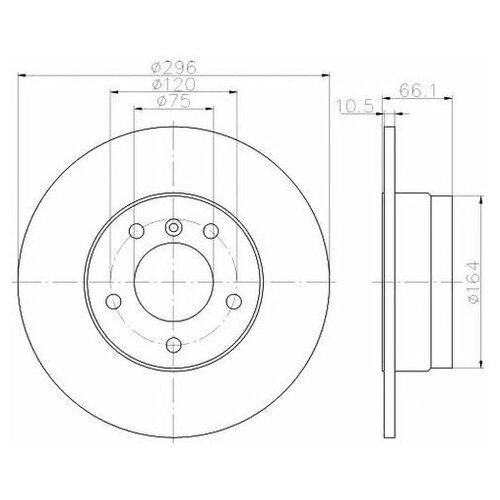 фото Тормозной диск задний hella 8dd355111301 для bmw 1 серия e81, e87, 3 серия e90, e92