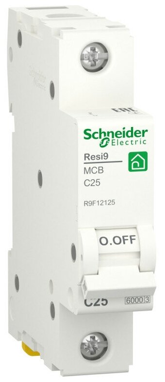 Автоматический выключатель Schneider Electric Resi9 1 полюс 25A тип C 6kA