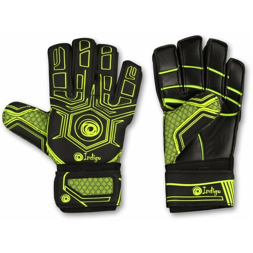 Перчатки Indigo, черный, зеленый вратарские перчатки регулируемые манжеты размер 5 оранжевый