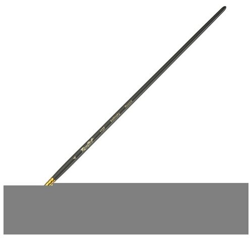 Кисть Колонок плоская укороченная вставка, серия 1127 № 4, ручка длинная чёрная матовая, жёлтая обойма