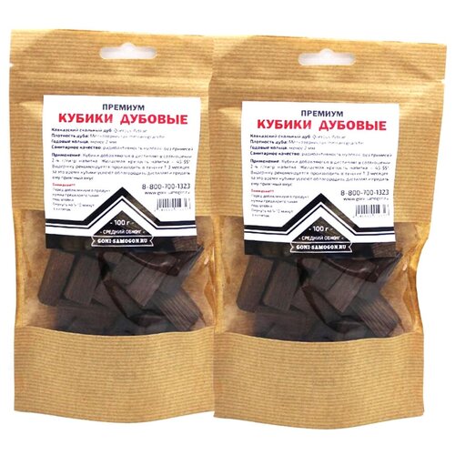 Кубики дубовые для настаивания премиум средний обжиг 100 г 2 пачки 66900₽