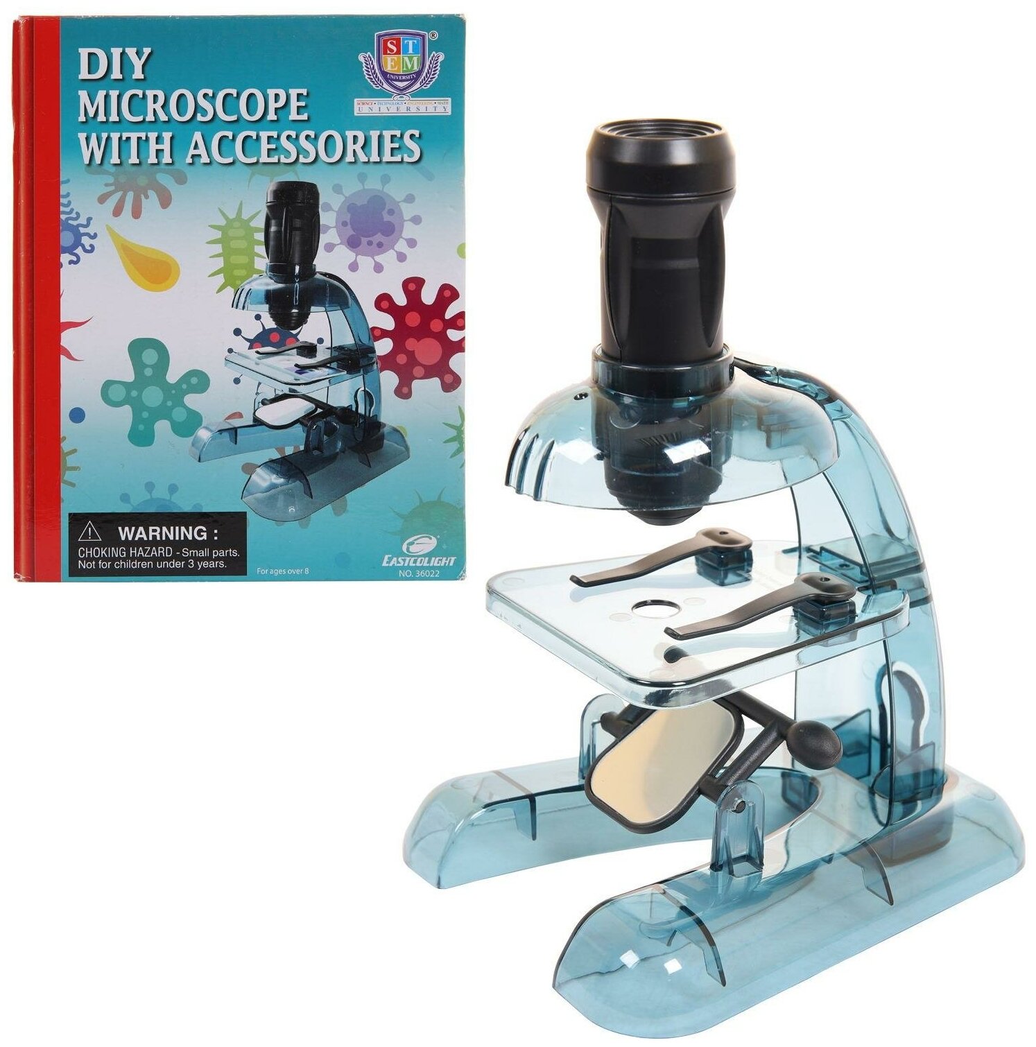 Набор для опытов Собери микроскоп серии STEM University DYI, увеличение х15