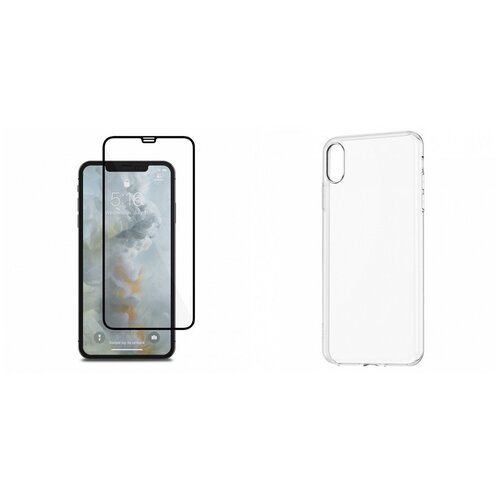 фото Комплект: прозрачный силиконовый чехол и защитное стекло для iphone x/xs чехлы и стекла