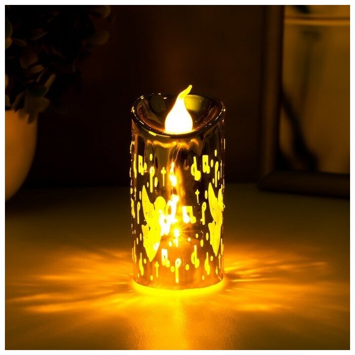 Ночник "Золотая свеча" LED от батареек 3хAG13 3,5х3,5х7 см 9186996 - фотография № 3