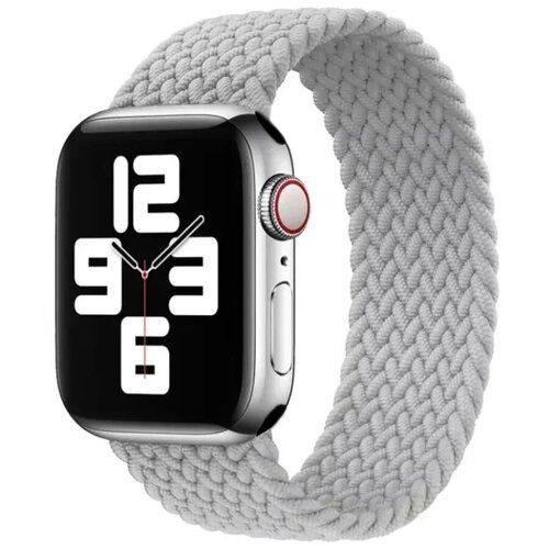 Монобраслет нейлоновый тканевый ремешок для умных часов Apple Watch Series 1-8 и Ultra - 42/44/45/49 мм (эпл вотч) размер М, белый