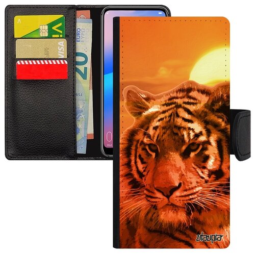 фото Защитный чехол-книжка для мобильного // samsung galaxy a12 // "царь тигр" свирепый тайга, utaupia, оранжевый