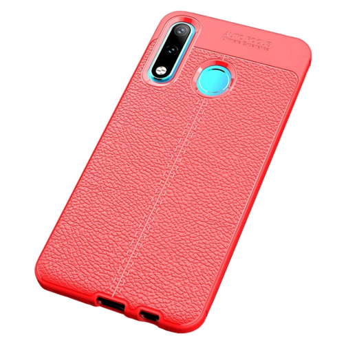 Чехол MyPads для Samsung Galaxy A20s из качественного износостойкого силикона с декоративным дизайном под кожу с тиснением красный