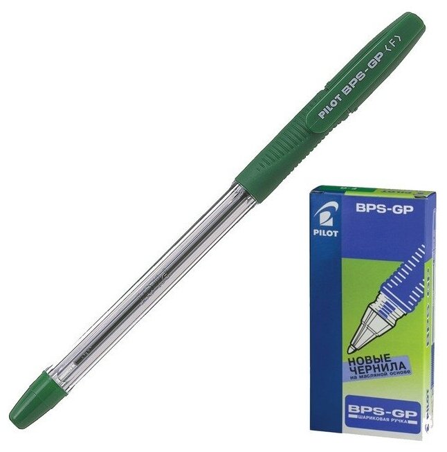Ручка шариковая Pilot BPS-GP, рез. упор, 0.7мм, стержень зеленый BPS-GP-F 1194465