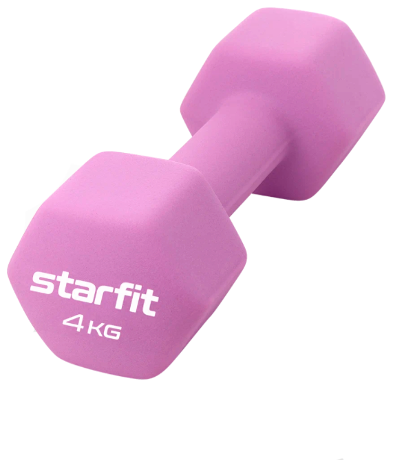Гантель неопреновая Starfit DB-201 4 кг, фиолетовый пастель (4680459117762) .