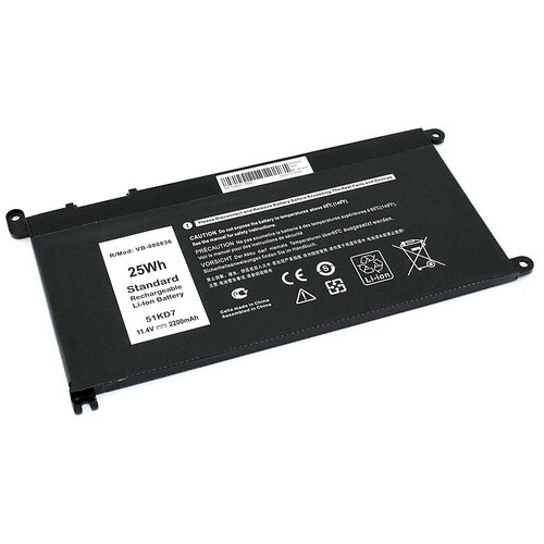 Аккумуляторная батарея для ноутбука Dell 3180 3189 (51KD7) 11.4V 2200mAh OEM xnj46 0xnj46 dc power input jack in cable for dell chromebook 11 3180 3181 3189 latitude 3189 3190 dc30100zi00 dc30100zr00