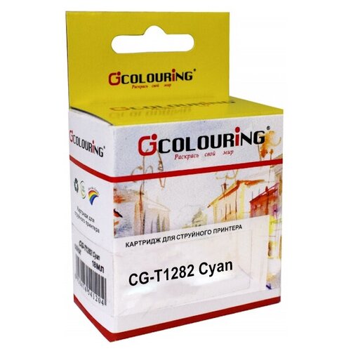 Картридж струйный Colouring T1282 / C13T12824010/ C13T12824011/ C13T12824012 голубой (cyan) 225 стр. при 5% заполнении листа A4 для Epson (CG-1282 )