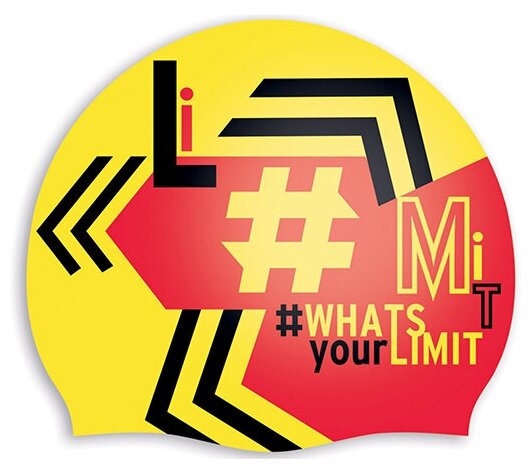 Шапочка для плавания HEAD HASHTAG Whats your Limit, Цвет - красный/желтый; Материал - Силикон 100%