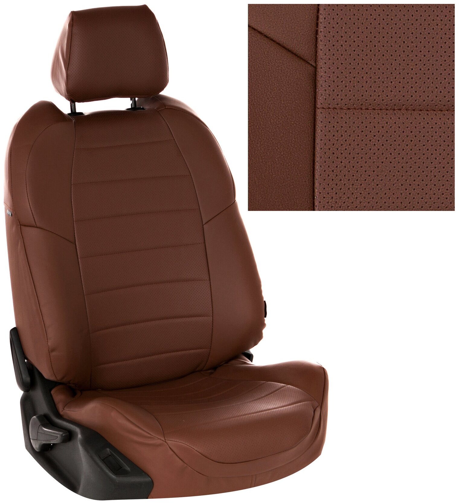 Чехлы на сиденья Nissan Qashqai 2 (2014-2022), Экокожа, темно-коричневый, Автопилот, ni-kk-kk14-tktk-e