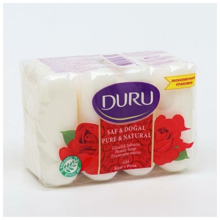Мыло Duru Pure & Natural Роза 85г*4шт Evyap Sabun - фото №4