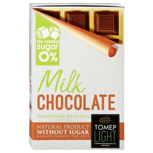 Шоколад Томер Light, молочный без сахара, 90 г
