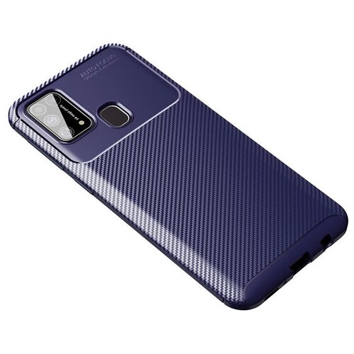 Чехол панель-бампер MyPads для Samsung Galaxy M31 SM-M315 (2020) из прочного силикона с матовой отделкой «под карбон» синяя чехол панель бампер mypads для samsung galaxy a51 sm a515f 2020 из прочного силикона с матовой отделкой под карбон синяя