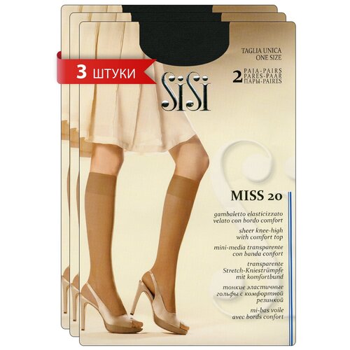 фото Женские носки sisi средние, 20 den, 6 пар, размер 0 ( one size) , черный